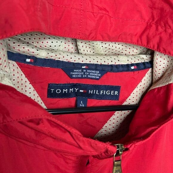 Vintage Tommy Hilfiger Windbreaker 1/4 Zip Hooded Pullover Large - Picture 5 of 6